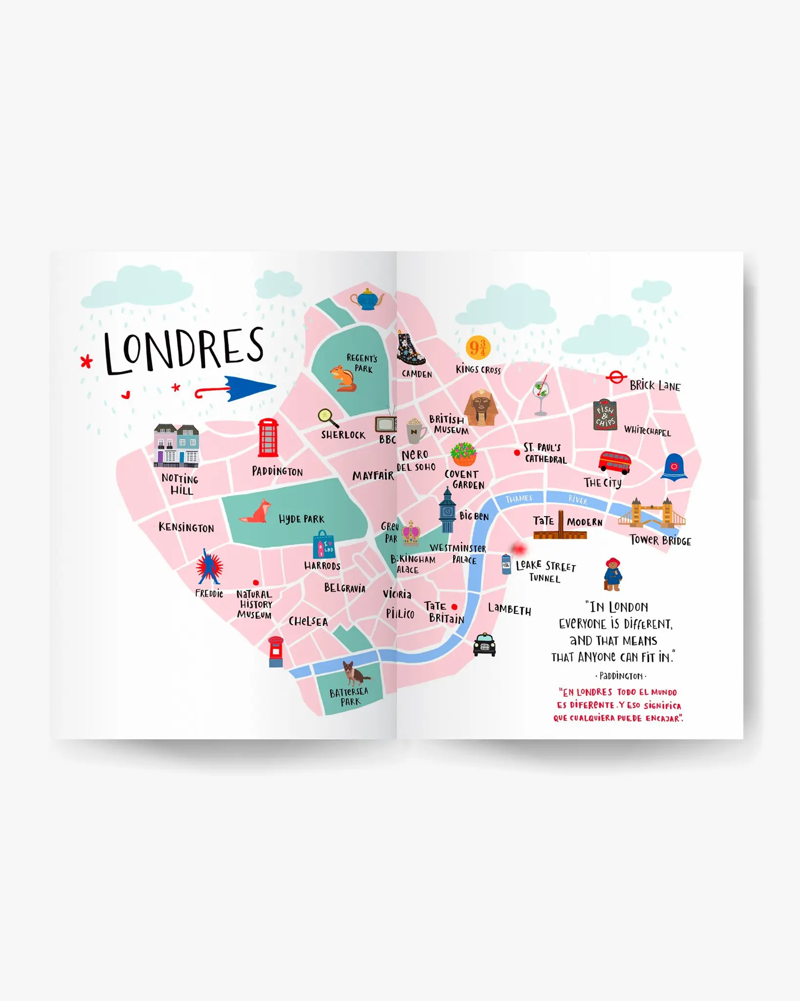 Mapa ilustrado de Londres incluido en la guía